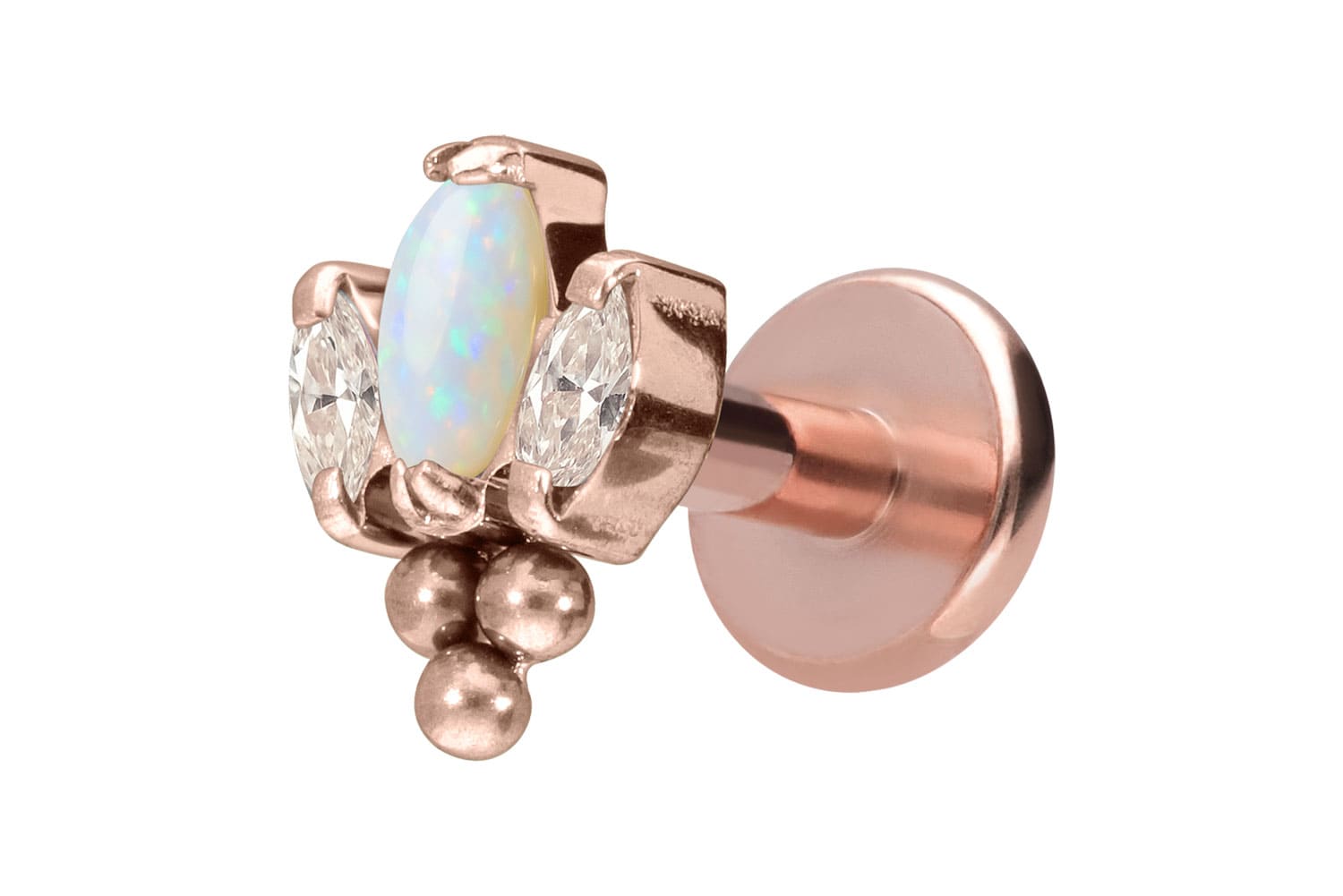 Titan Labret Piercing mit Innengewinde LOTUSBLÜTE + 3 KUGELN